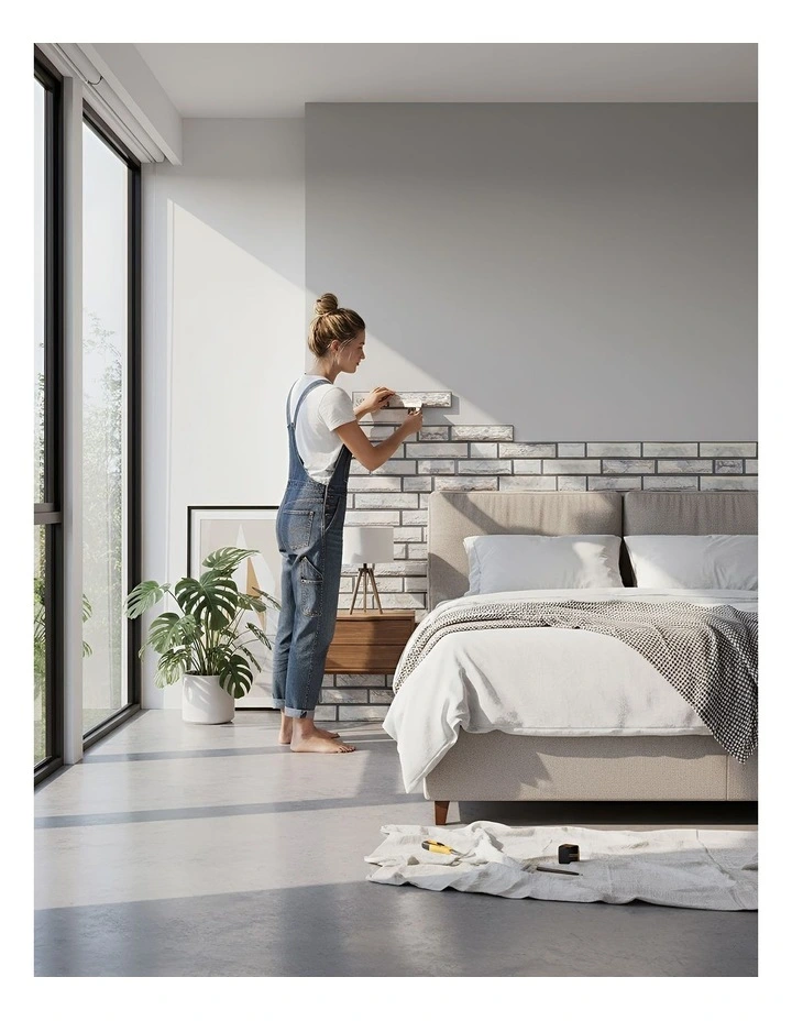 ANYHOUZ 10pcs Vinyl Wall Tile Stone Layered Pattern Waterproof image 3