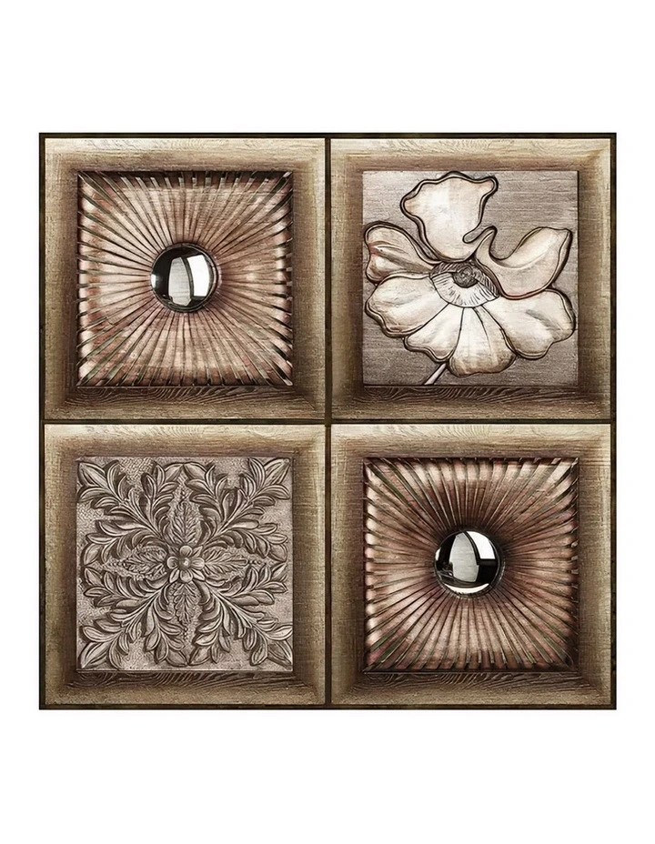 ANYHOUZ 10pcs Vinyl Wall Tile Brown Floral Sun Pattern Waterproof image 1