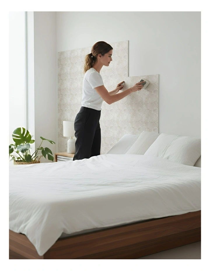 ANYHOUZ 10pcs Vinyl Floor Tile Off White Smudge Pattern Waterproof image 3