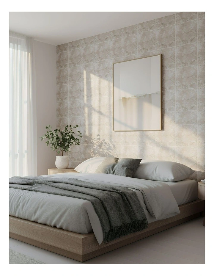 ANYHOUZ 10pcs Vinyl Floor Tile Off White Smudge Pattern Waterproof image 4