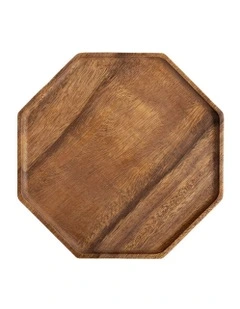 Natural Wood Diagonal Oval Acacia Serving Wood Plate in Brown