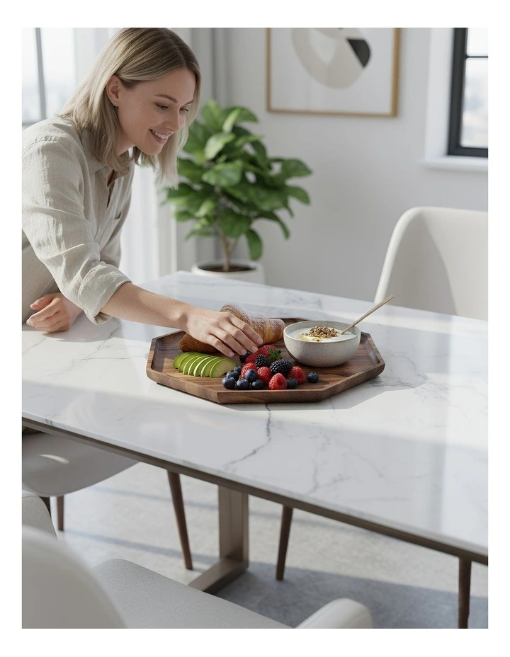 Natural Wood Diagonal Oval Acacia Serving Wood Plate in Brown image 2