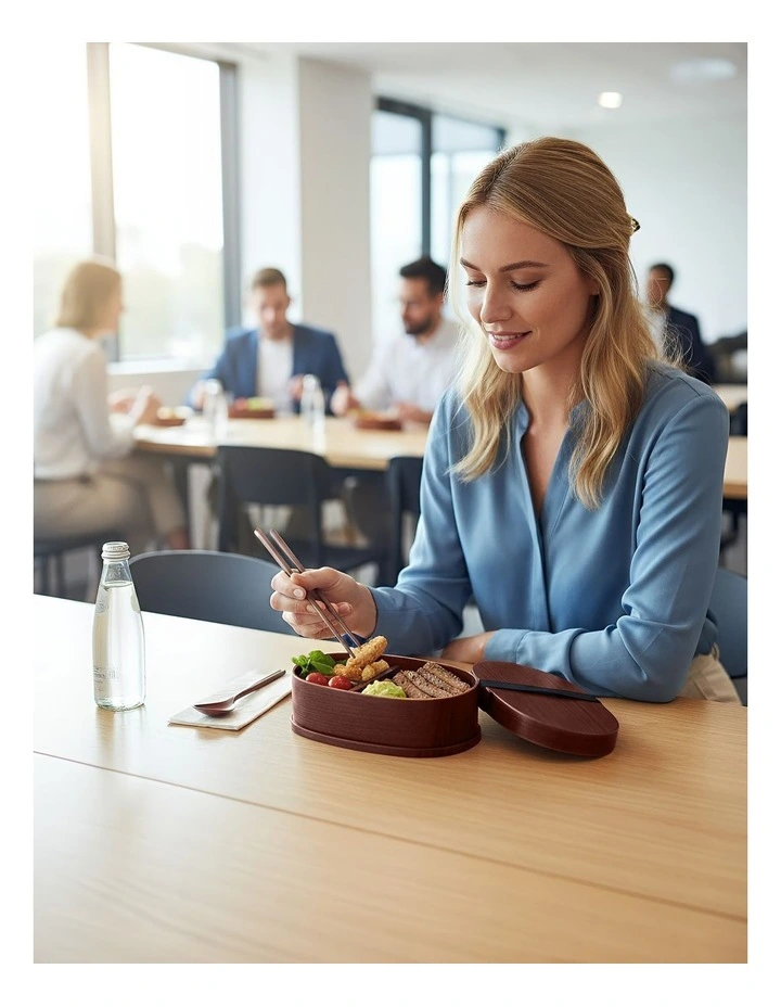 Wooden Bento Lunch Box in Brown image 3