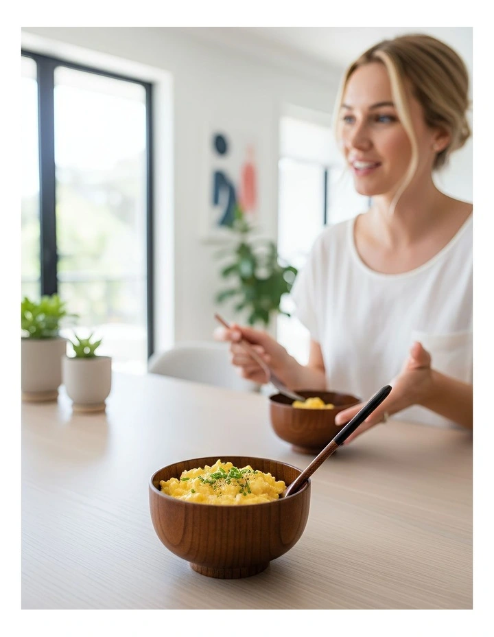 Wooden Bowl Spoon Set 4 Pieces in Brown image 3