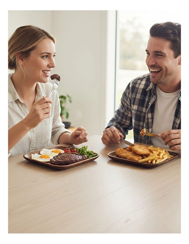Wooden Square Plate Serving Tray 2 Pieces in Brown image 2