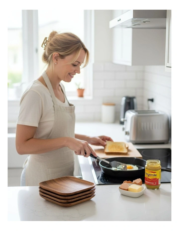 Wooden Square Plate Serving Tray 2 Pieces in Brown image 4