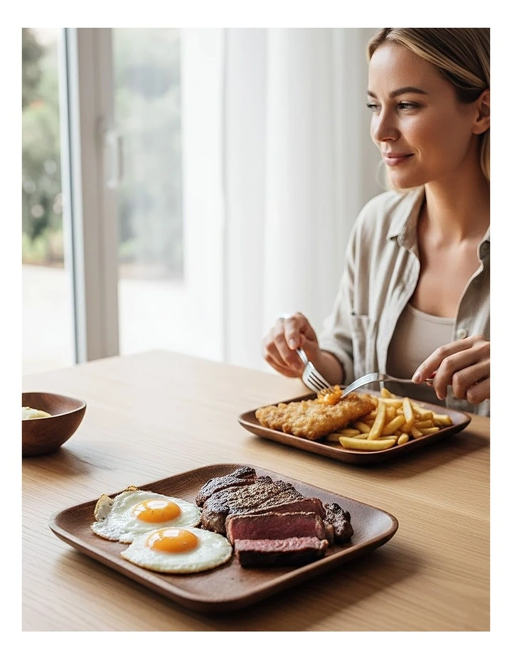 Wooden Square Plate Serving Tray 2 Pieces in Brown image 5