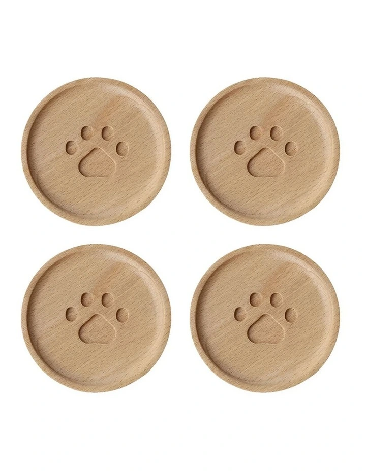 Wooden Cup Coaster 4 Pieces in Natural image 1