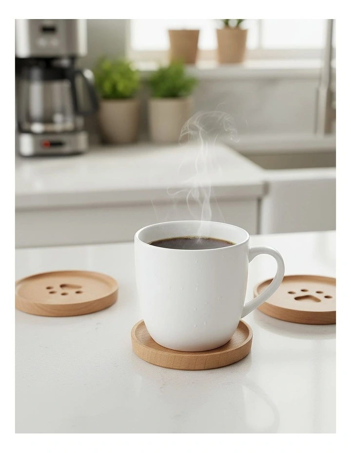 Wooden Cup Coaster 4 Pieces in Natural image 2
