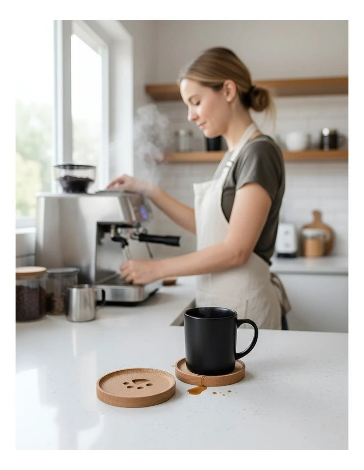 Wooden Cup Coaster 4 Pieces in Natural image 4