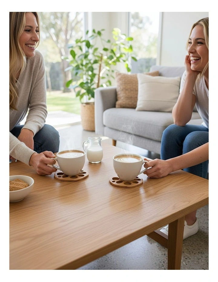 Wooden Coaster Mat 4 Pieces in Natural image 3