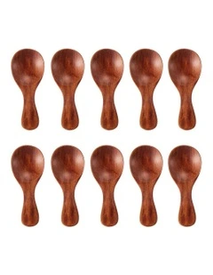 Wooden Kitchen Spoon 10 Pieces in Dark Brown