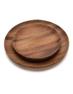 Round Wooden Plate 2 Pieces in Natural