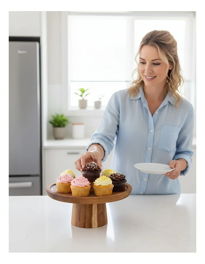 Wooden Cake Stand in Natural image 5