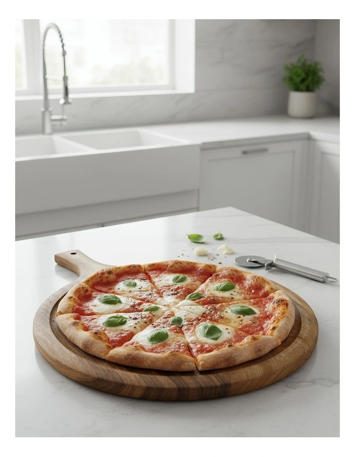 Round Wood Cutting Board in Natural image 2