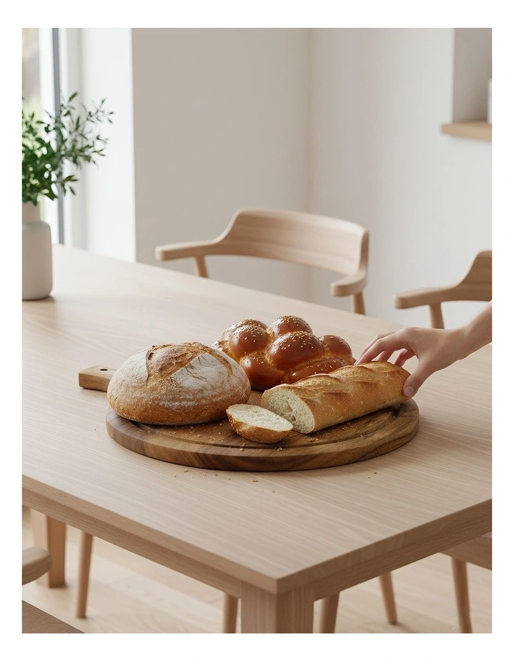 Round Wood Cutting Board in Natural image 4