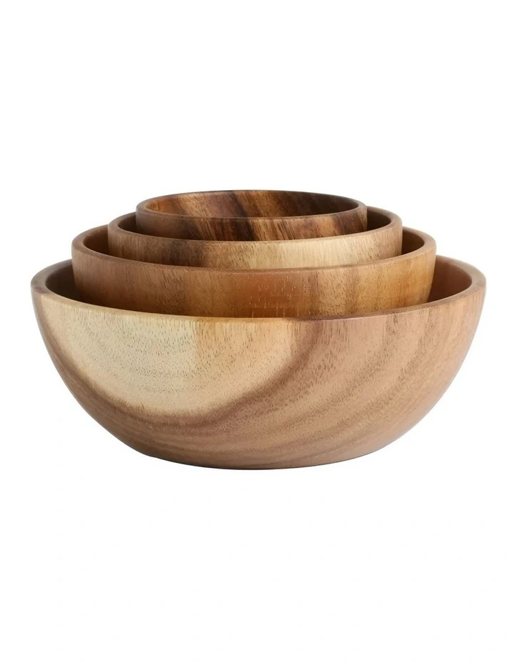 Wood Large Acacia Salad Soup Bowl in Natural image 1