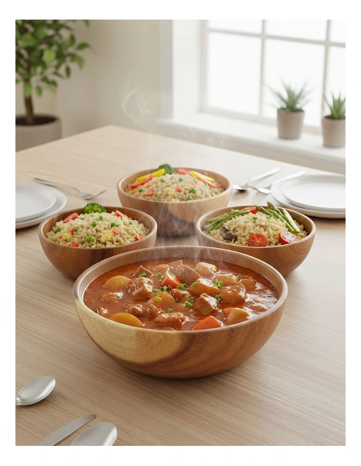 Wood Large Acacia Salad Soup Bowl in Natural image 4