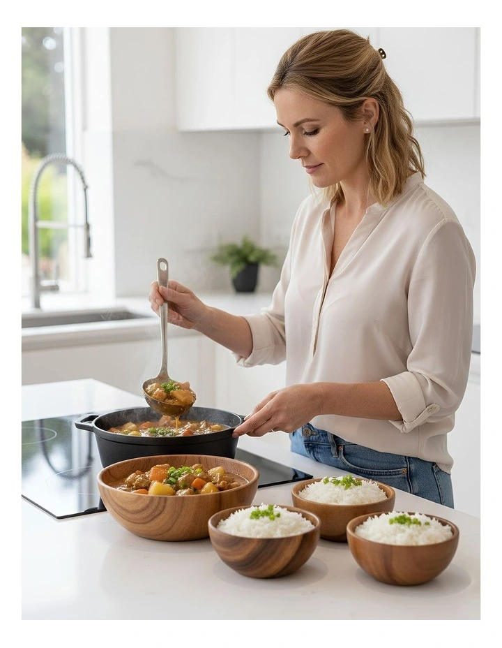 Wood Small Acacia Salad Soup Bowl in Natural image 3