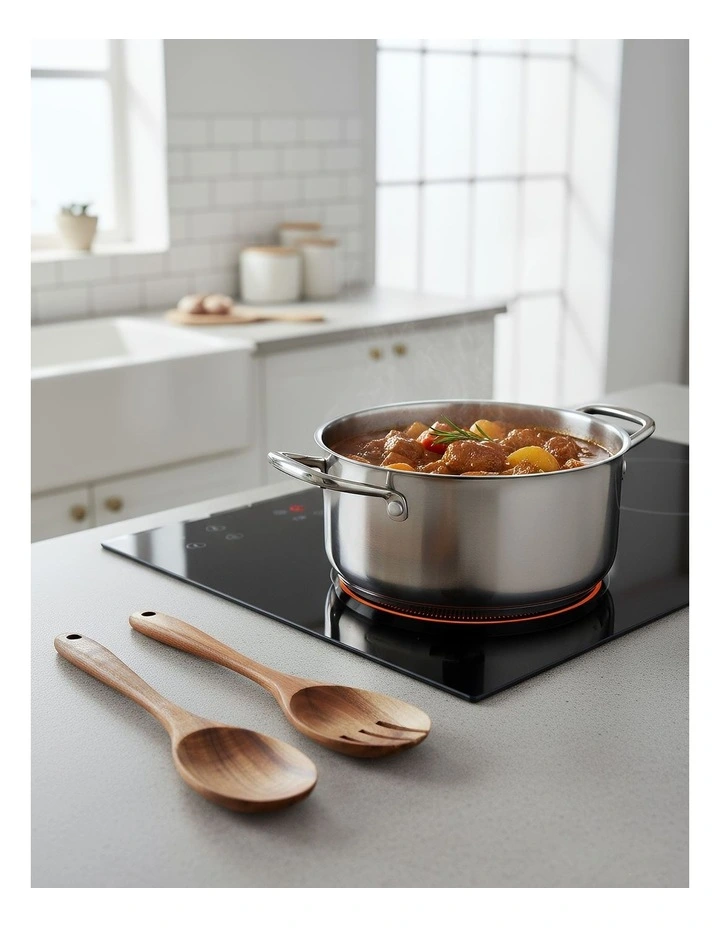 Wooden Spoon and Fork Set 2 Pieces in Brown image 2