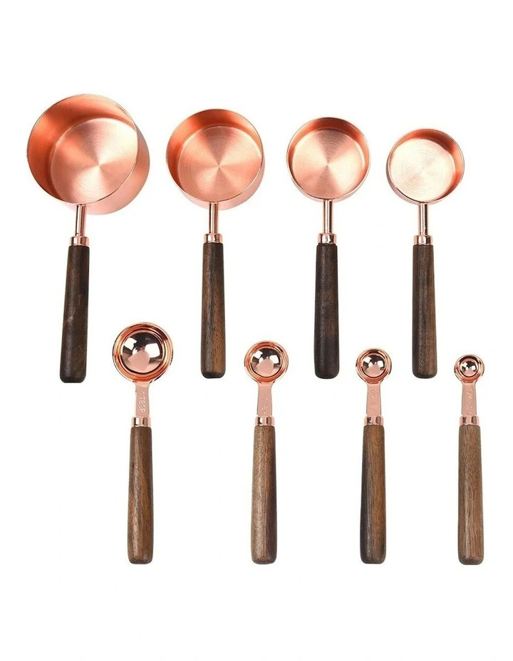 Wooden Measuring Cup 8 Pieces in Rosegold Brown image 1