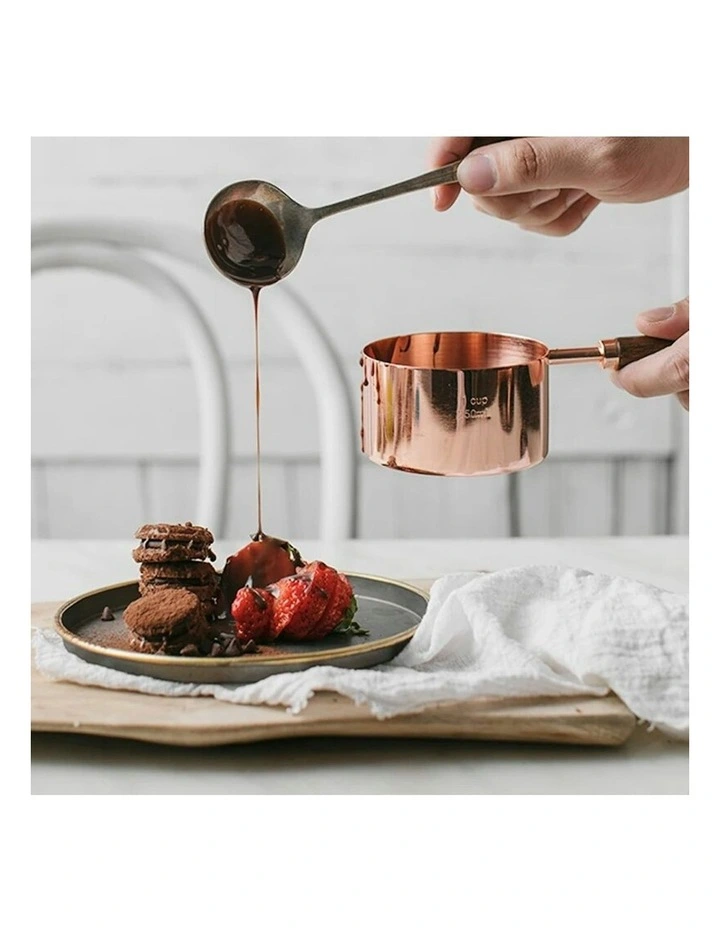 Wooden Measuring Cup 8 Pieces in Rosegold Brown image 2