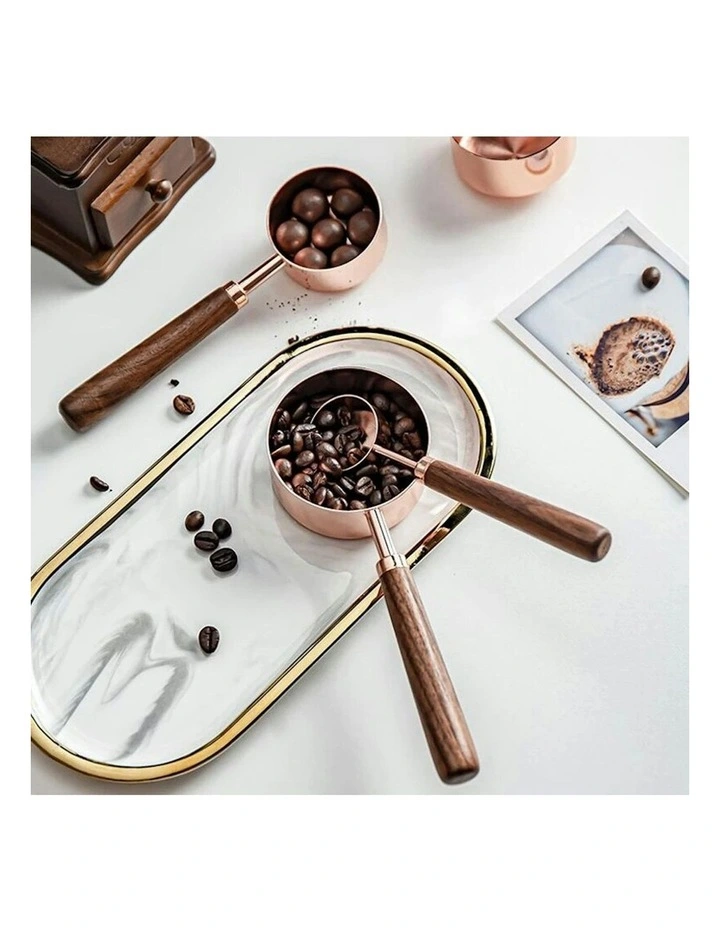 Wooden Measuring Cup 8 Pieces in Rosegold Brown image 3
