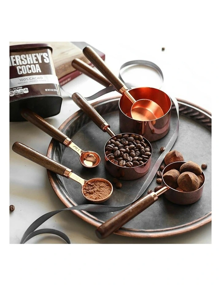 Wooden Measuring Cup 8 Pieces in Rosegold Brown image 4
