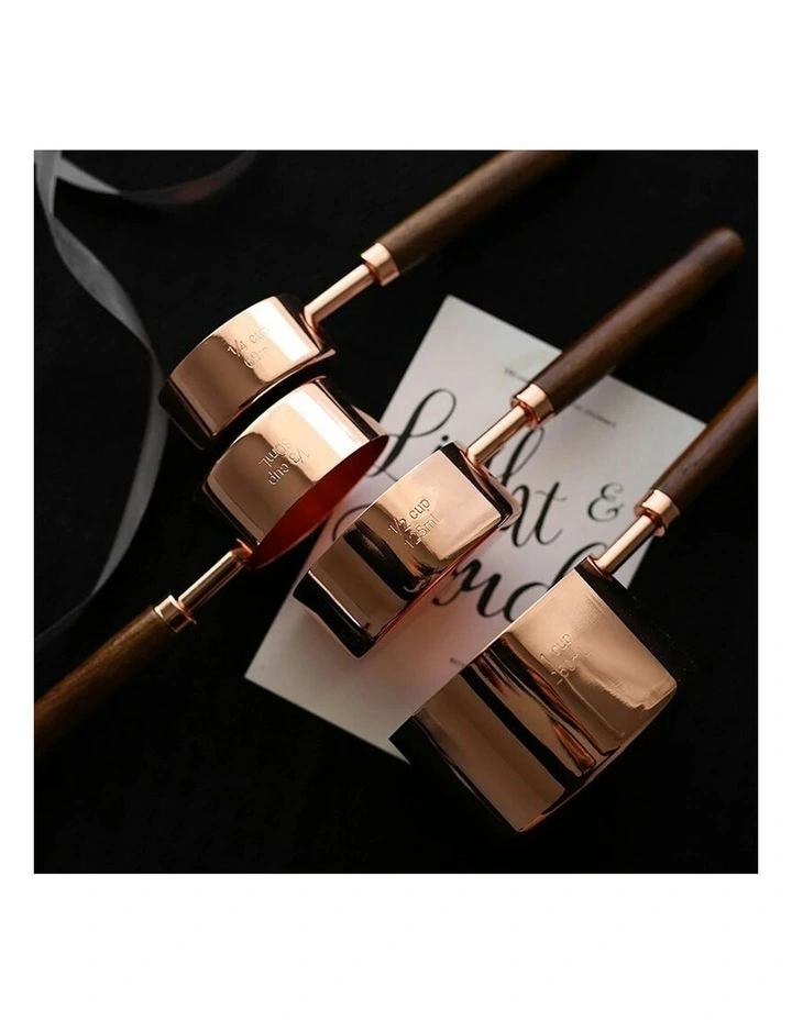 Wooden Measuring Cup 8 Pieces in Rosegold Brown image 5