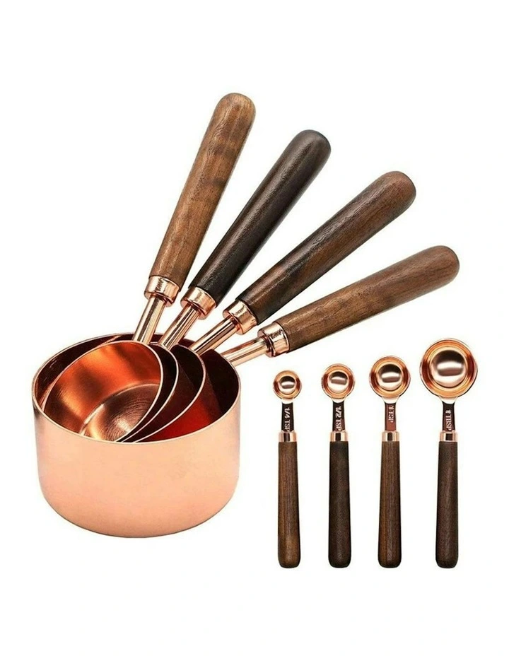 Wooden Measuring Cup 8 Pieces in Rosegold Brown image 7