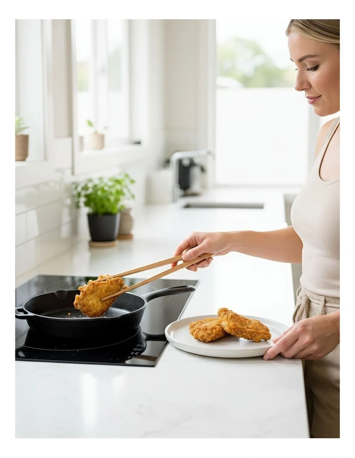 Kitchen Tableware Wooden Food Tong 3 Pieces in Natural image 3