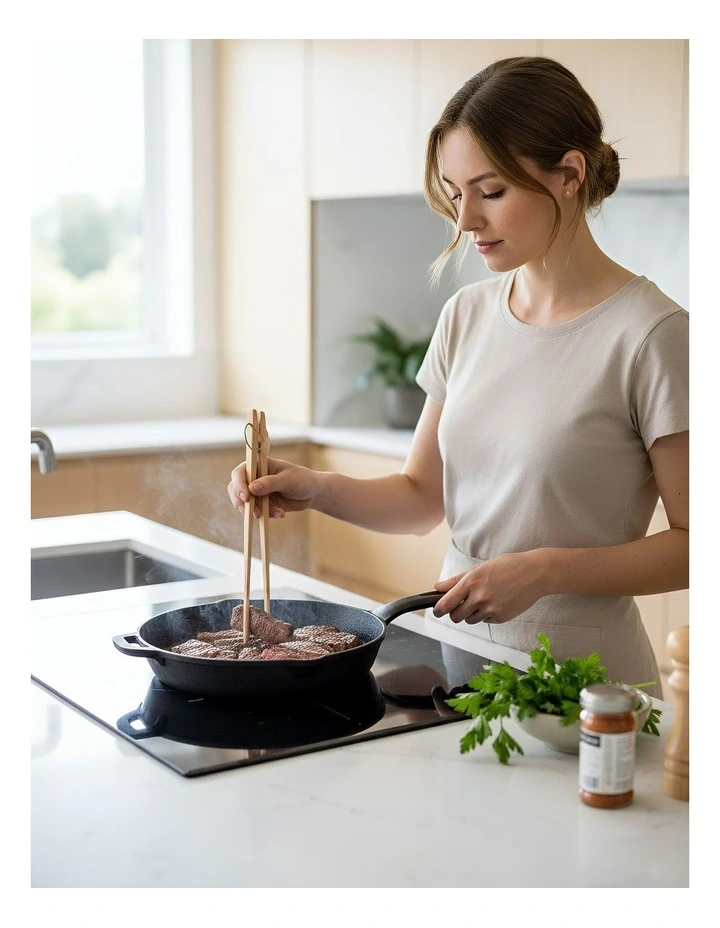 Kitchen Tableware Wooden Food Tong 3 Pieces in Natural image 4