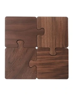 Wooden Coaster Cup 4 Pieces in  Natural