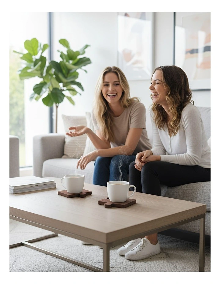 Wooden Coaster Cup 4 Pieces in Natural image 3