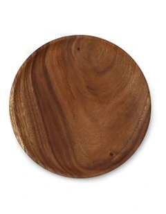 Wooden Plate Serving Tray 4 Piece in Brown