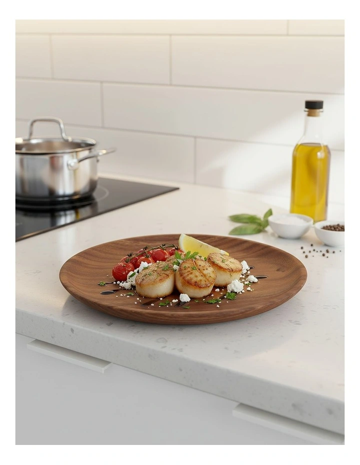 Wooden Plate Serving Tray 4 Piece in Brown image 2