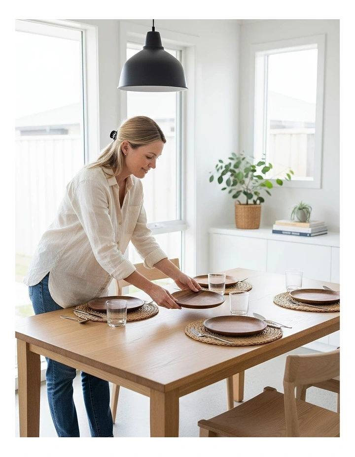 Wooden Plate Serving Tray 4 Piece in Brown image 4