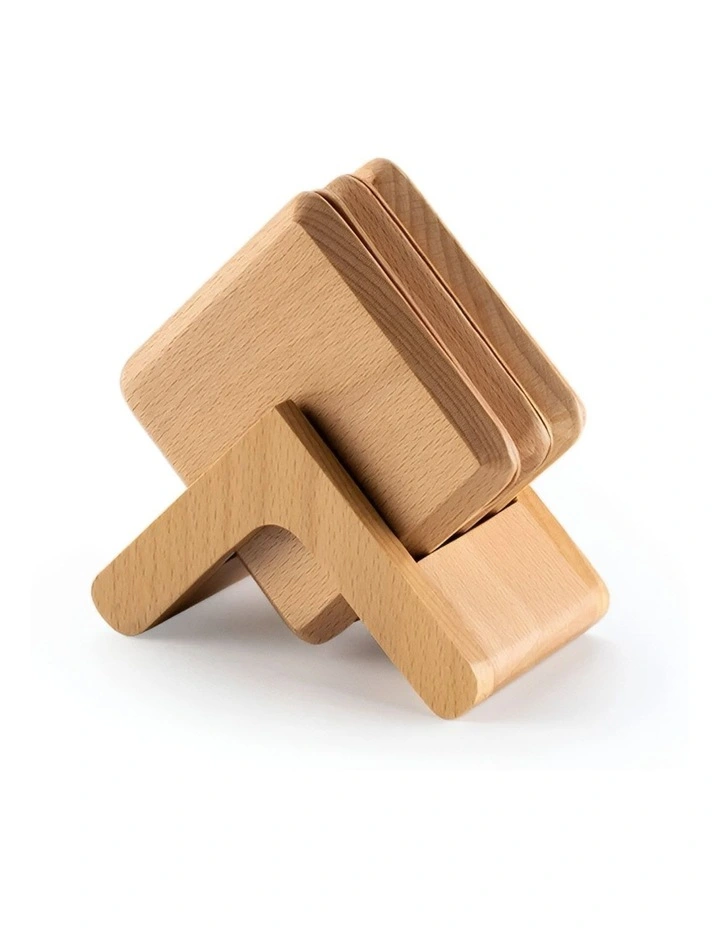 Wooden Coasters Cup 6 Pieces in Natural image 1