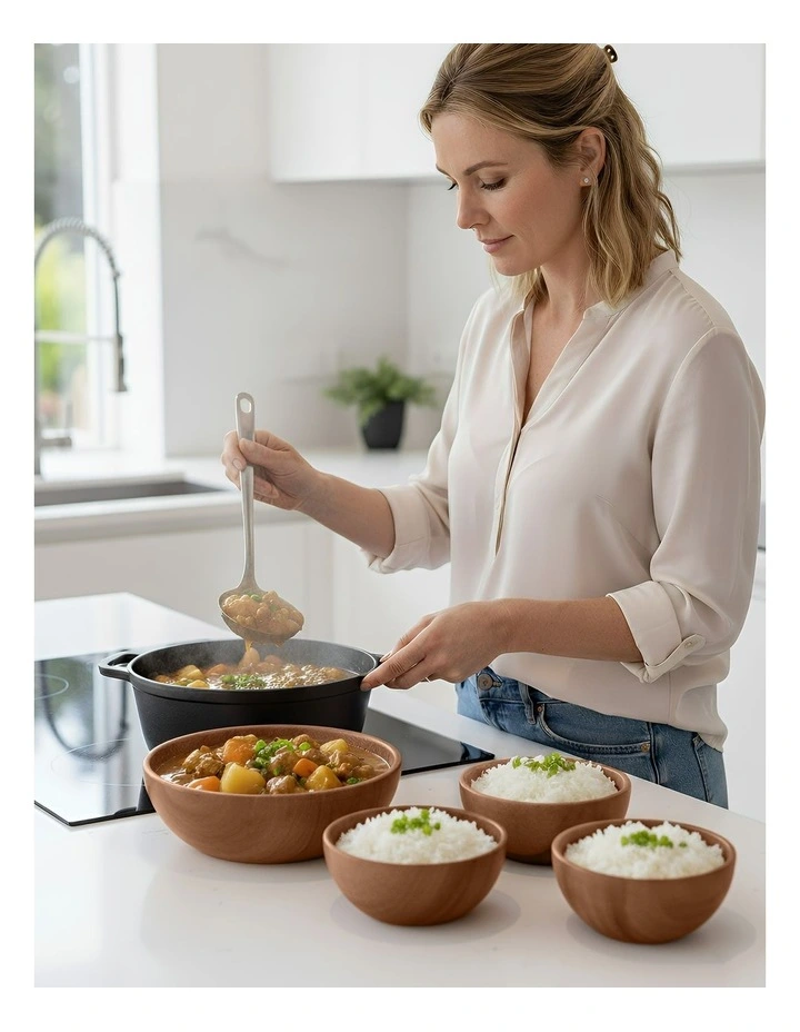 Wooden Bowl Set 3 Pieces in Brown image 3