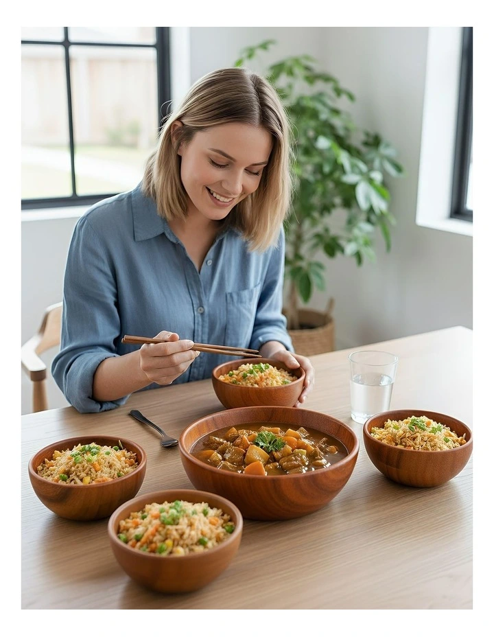 Wooden Bowl Set 3 Pieces in Brown image 5