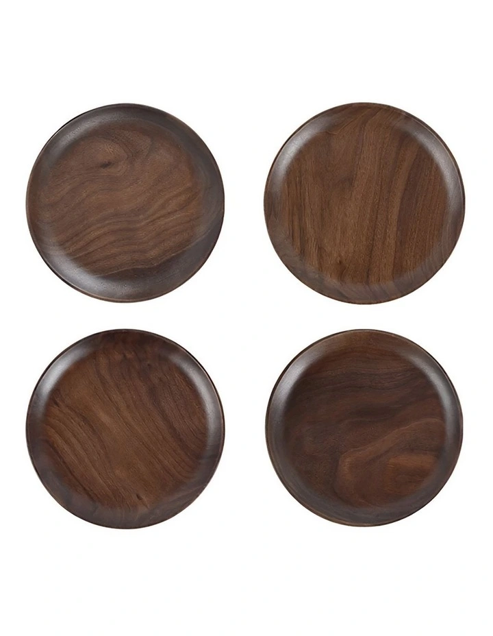 Wooden Plate 4 Pieces in Natural Brown image 1