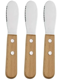 Wooden Butter Knife 3 Pieces in Natural Brown