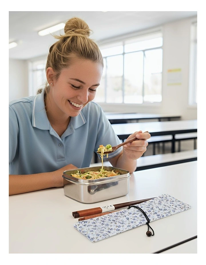 Wooden Cutlery Pouch Set 3 Pieces in Orange White image 5