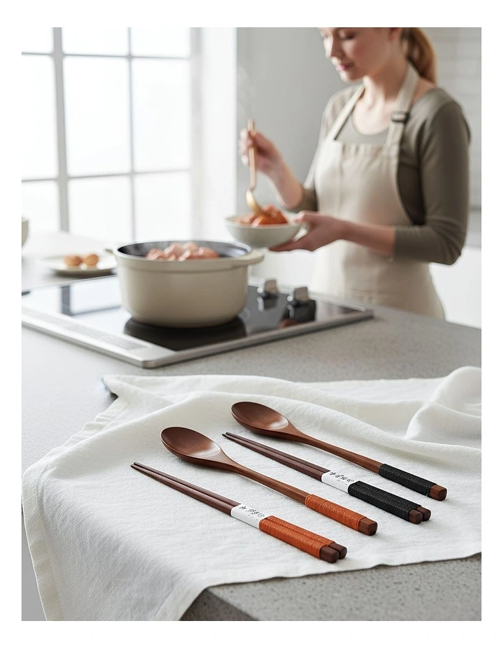 Wooden Chopsticks and Long Ladle Set 4 Pieces in Mixed Color image 3