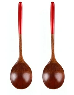 Wooden Ramen Spoon Pieces in Red