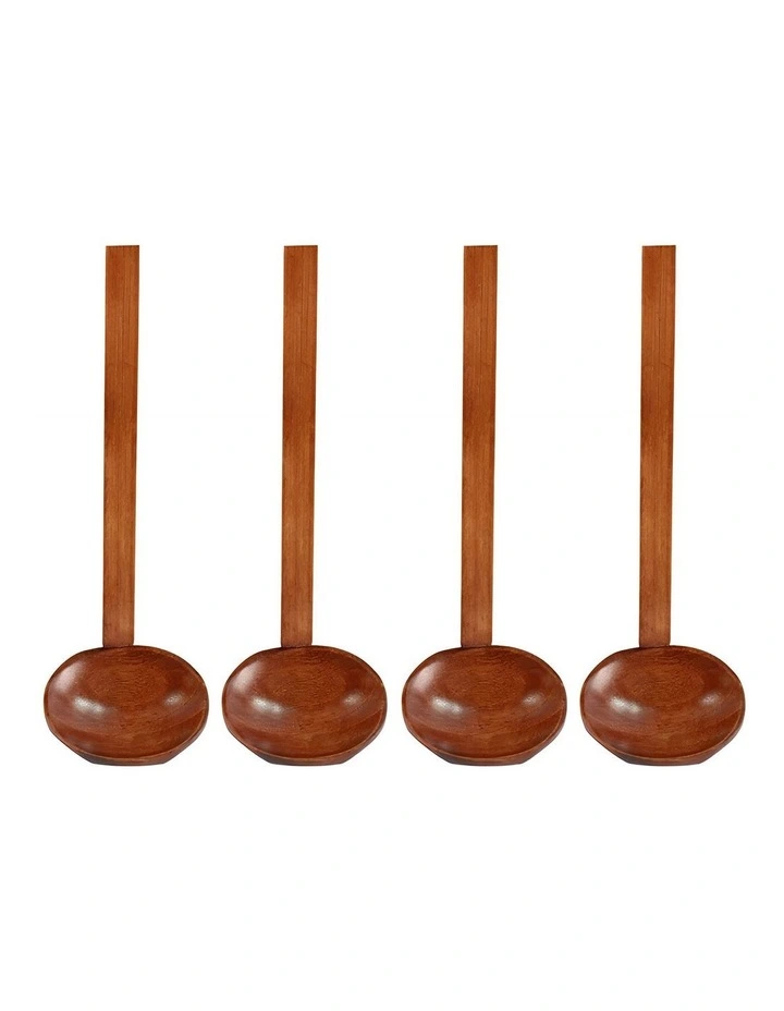 Wooden Soup Spoon 4 Pieces in Brown image 1