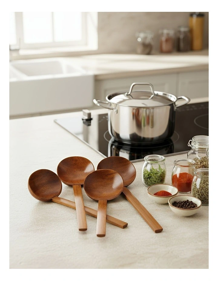 Wooden Soup Spoon 4 Pieces in Brown image 2