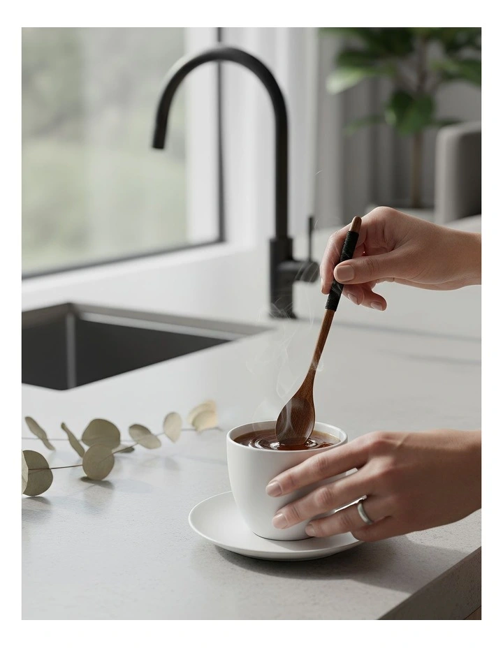 Wooden Tea Long Spoon 4 Pieces in Brown image 3