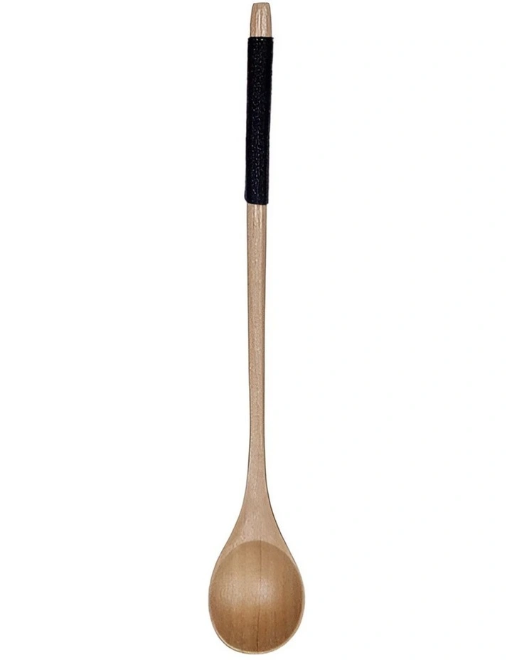 Wooden Tea Long Spoon 6Pieces in Black image 1