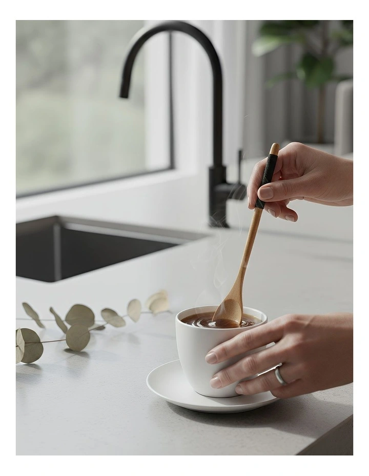 Wooden Tea Long Spoon 6Pieces in Black image 3